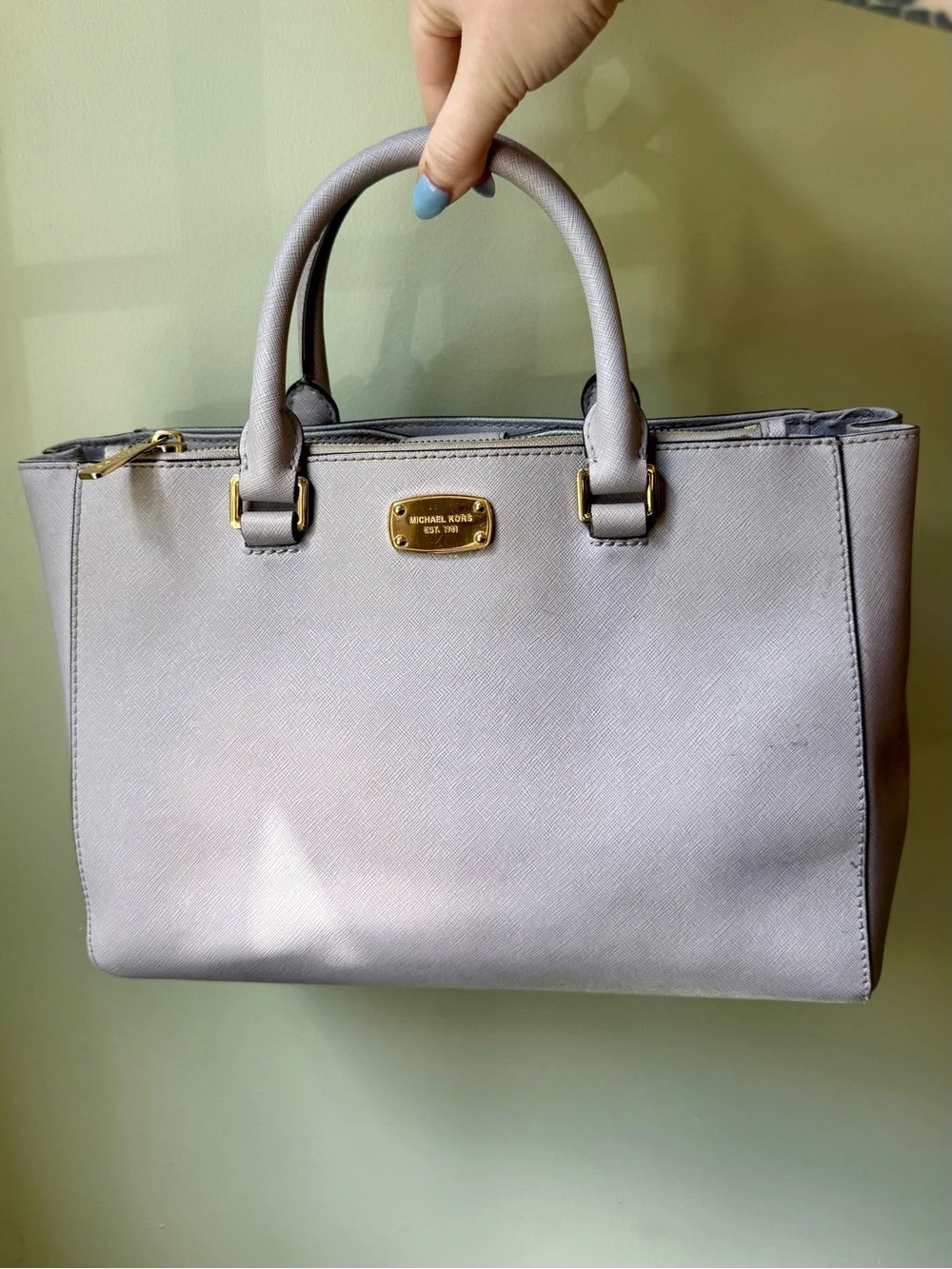 Michael Kors Kellen Medium Lavender Saffiano Leather Satchel